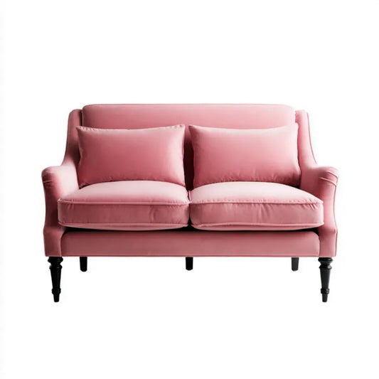 Różowa sofa dwuosobowa z aksamitu 140 x 85 x 90 cm z czarnymi drewnianymi nogami