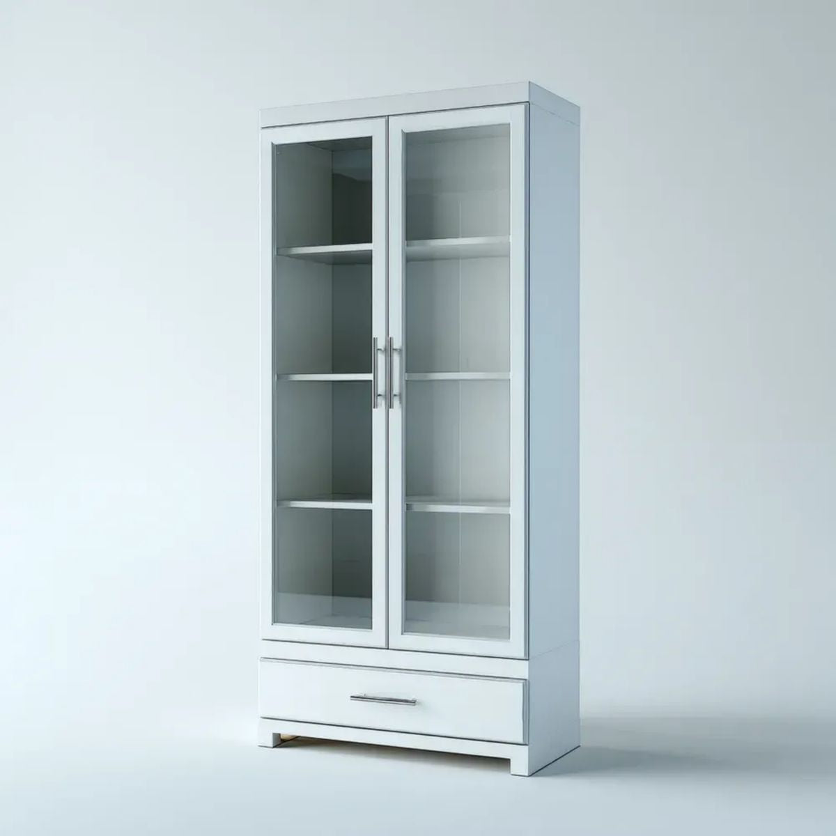 Witryna stojąca biała z płyty MDF i szkła hartowanego, 80 x 40 x 180 cm