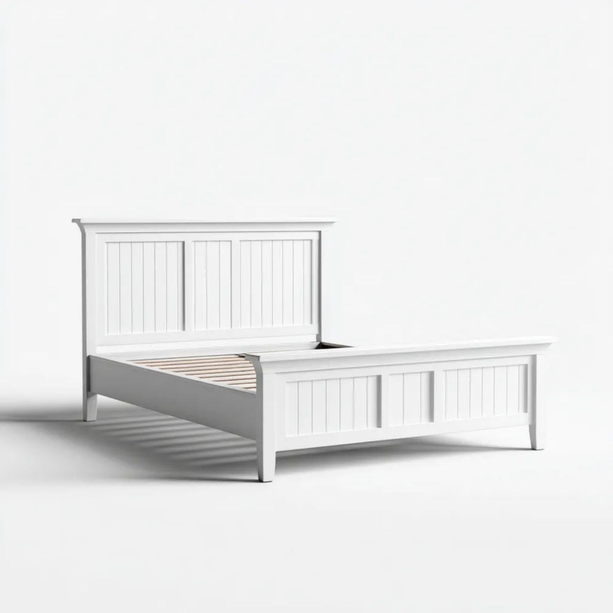 Drewniana rama łóżka dwuosobowego biała 160 × 200 cm