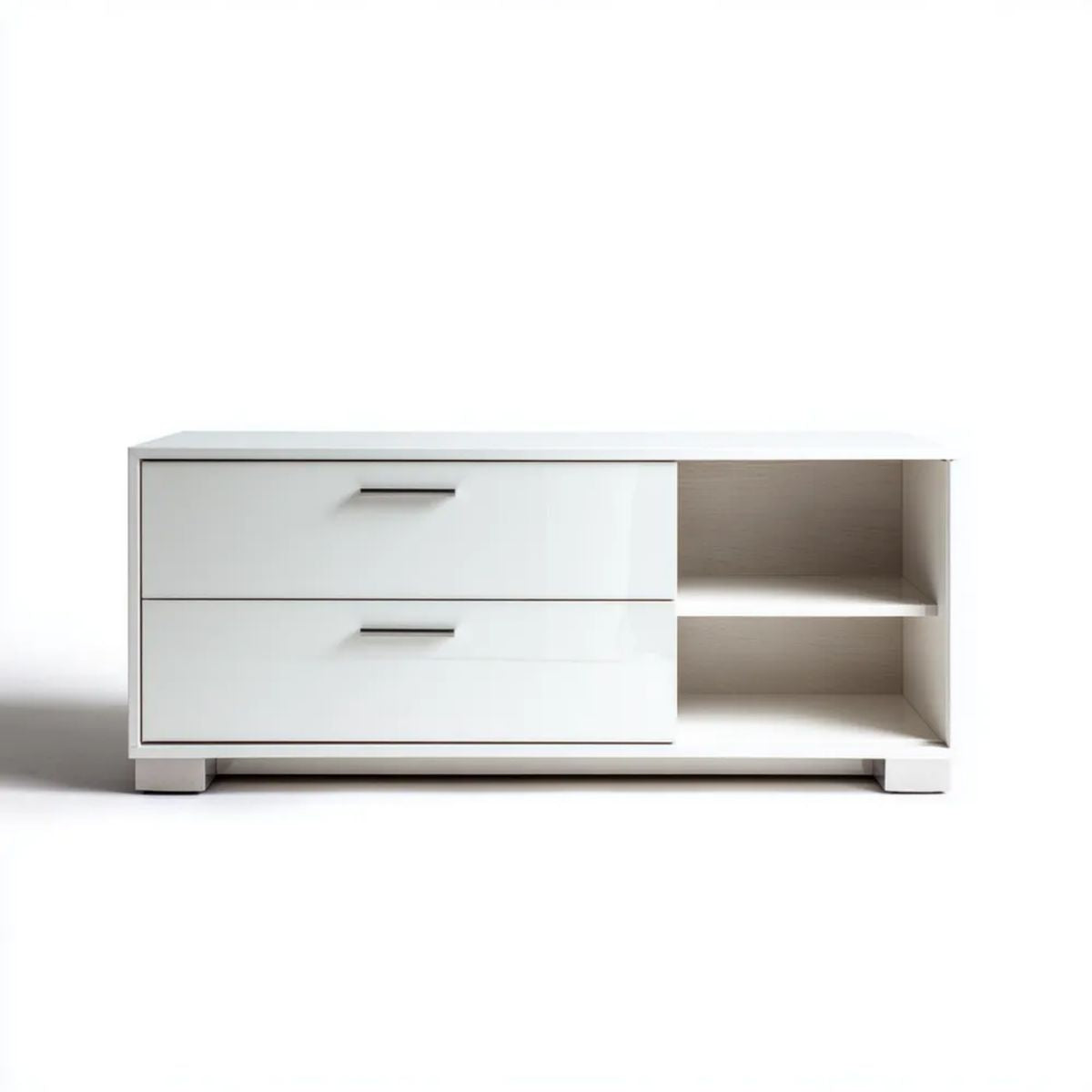 Biała szafka RTV z płyty MDF i płyty wiórowej, 120 x 40 x 60 cm