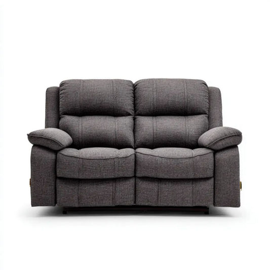 Dwuosobowa sofa z ręczną funkcją relaksu, grafitowa, z tapicerką poliestrową, 150 × 95 × 102 cm
