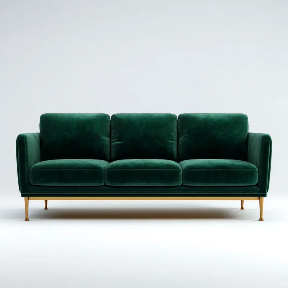 Sofa trzyosobowa zielona z aksamitu poliestrowego 220 x 90 x 85 cm