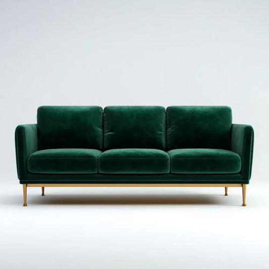 Sofa trzyosobowa zielona z aksamitu poliestrowego 220 x 90 x 85 cm