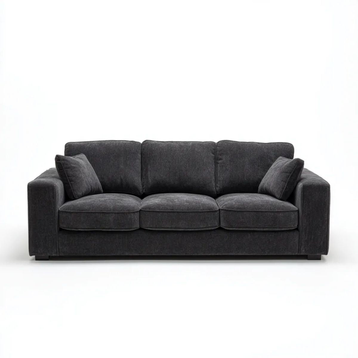 Trzyosobowa sofa grafitowa z tapicerką poliestrową 210 × 90 × 85 cm