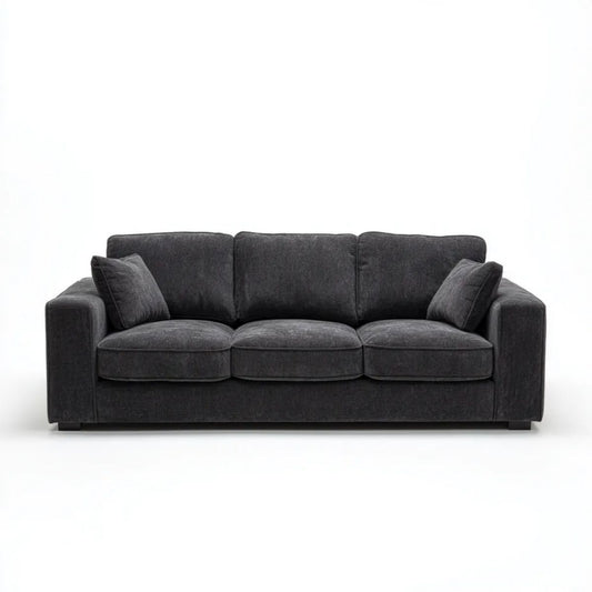 Trzyosobowa sofa grafitowa z tapicerką poliestrową 210 × 90 × 85 cm