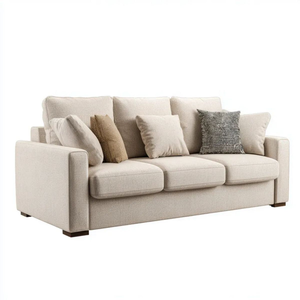 Trzyosobowa sofa kremowa z tapicerką poliestrową 240 x 95 x 85 cm