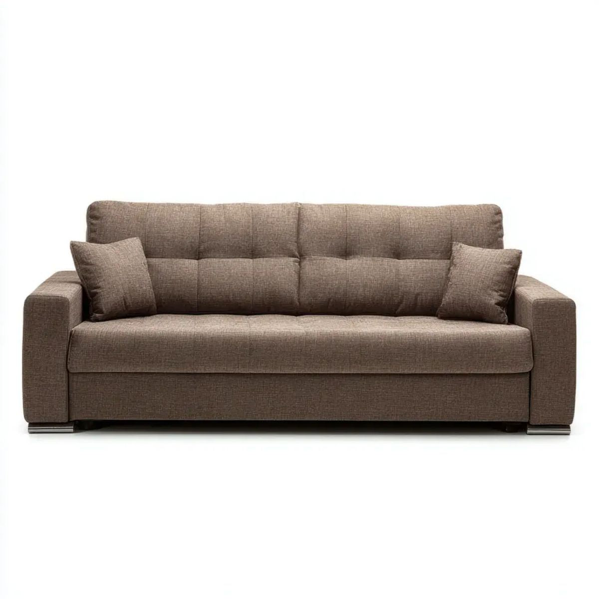 Trzyosobowa sofa brązowa z tapicerką poliestrową 210 x 90 x 85 cm