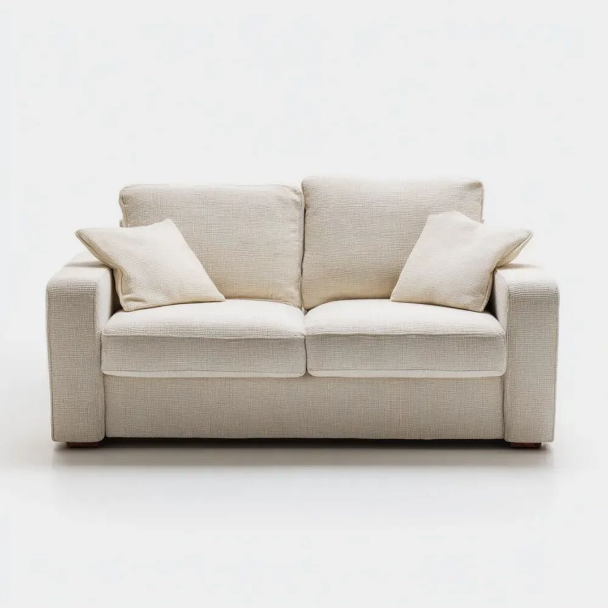 Beżowa sofa dwuosobowa z tapicerką poliestrową 160 × 90 × 85 cm