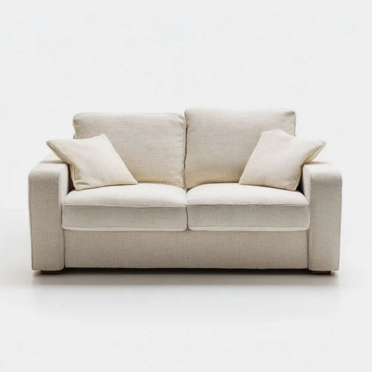Beżowa sofa dwuosobowa z tapicerką poliestrową 160 × 90 × 85 cm