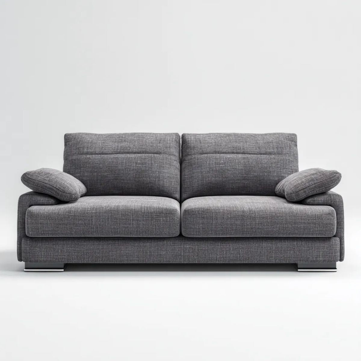 Dwuosobowa sofa tapicerowana z poliestru, szara, 180 × 90 × 85 cm