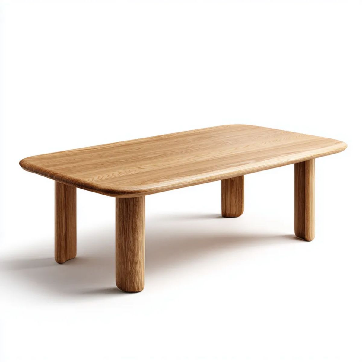 Stolik kawowy z litego drewna dębowego 120 x 60 x 45 cm, naturalny, prostokątny z zaokrąglonymi narożnikami
