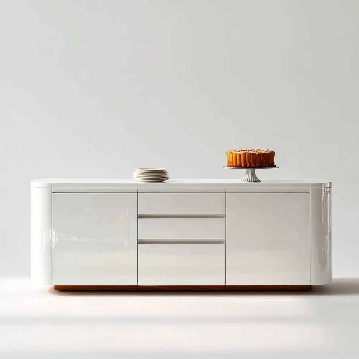 Biała komoda do salonu z lakierowanej płyty MDF, 180 x 45 x 80 cm