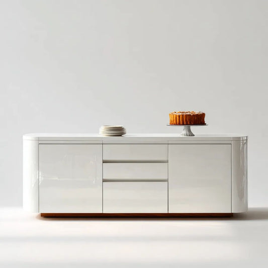 Biała komoda do salonu z lakierowanej płyty MDF, 180 x 45 x 80 cm
