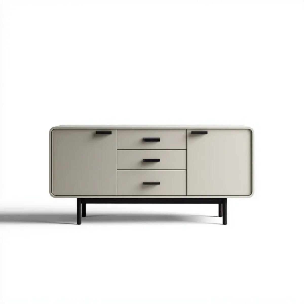 Beżowa komoda z MDF na stalowych nogach 160 x 40 x 80 cm