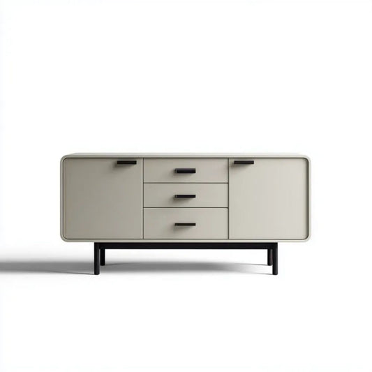 Beżowa komoda z MDF na stalowych nogach 160 x 40 x 80 cm