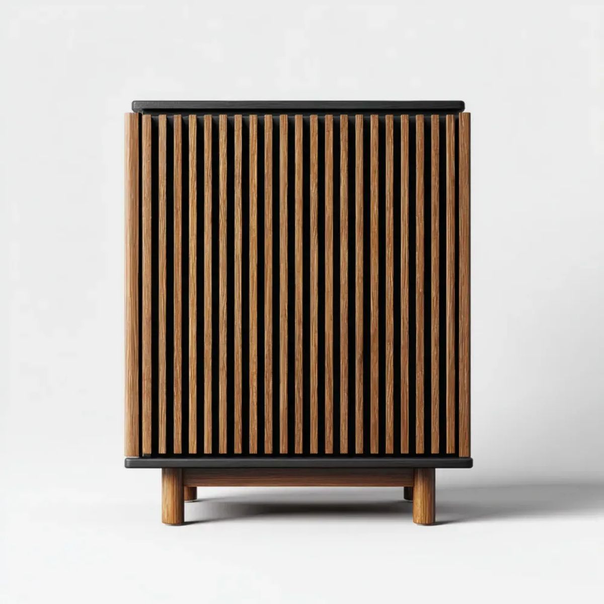 Prostokątna szafka dekoracyjna z MDF i bambusa brązowo-czarna 90 × 40 × 120 cm