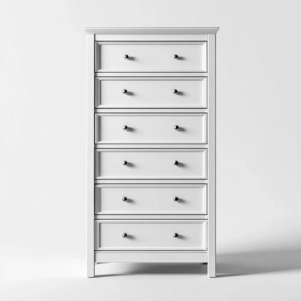 Biała komoda z 6 szufladami z płyty MDF 80 x 40 x 160 cm