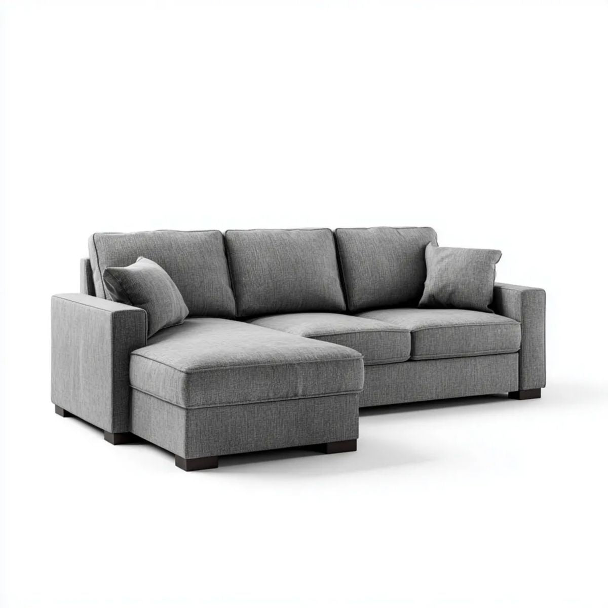 Lewostronna sofa narożna z tapicerką poliestrową, szara, 250 × 160 × 85 cm