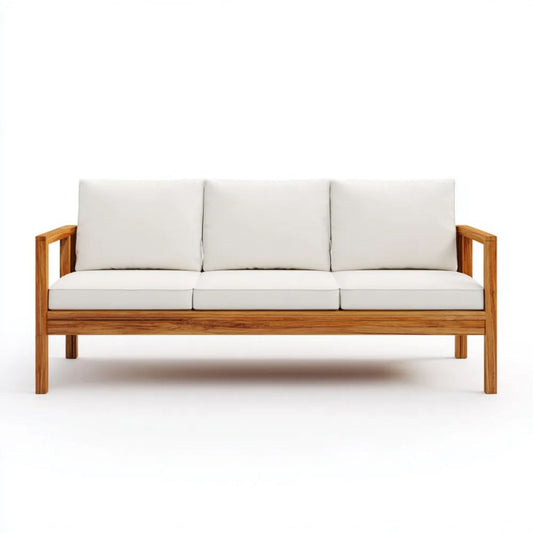 Trzyosobowa sofa drewniana biała i brązowa 200 x 80 x 80 cm