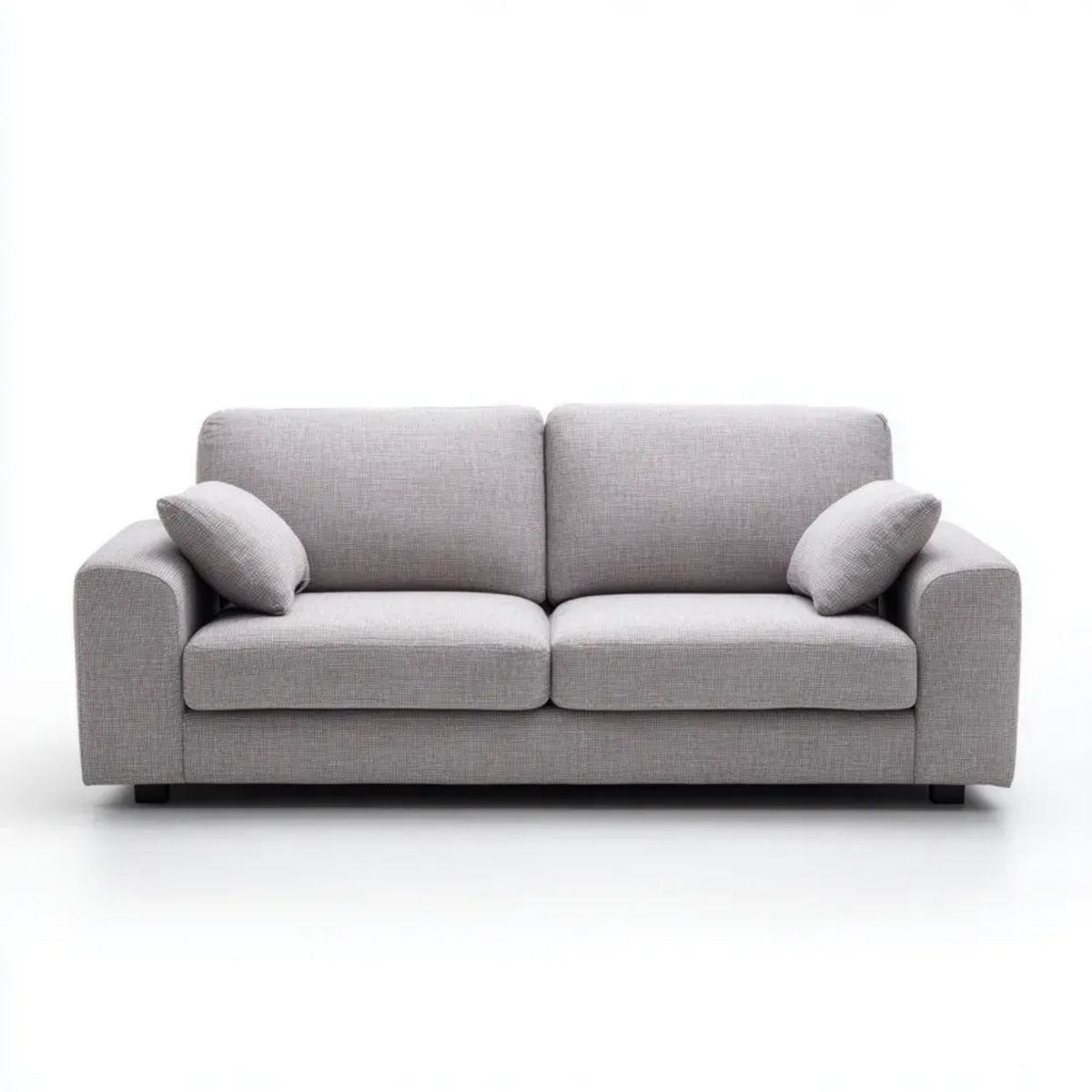 Dwuosobowa sofa tapicerowana z tkaniny poliestrowej jasnoszara z czarnymi nóżkami, 180 × 85 × 85 cm