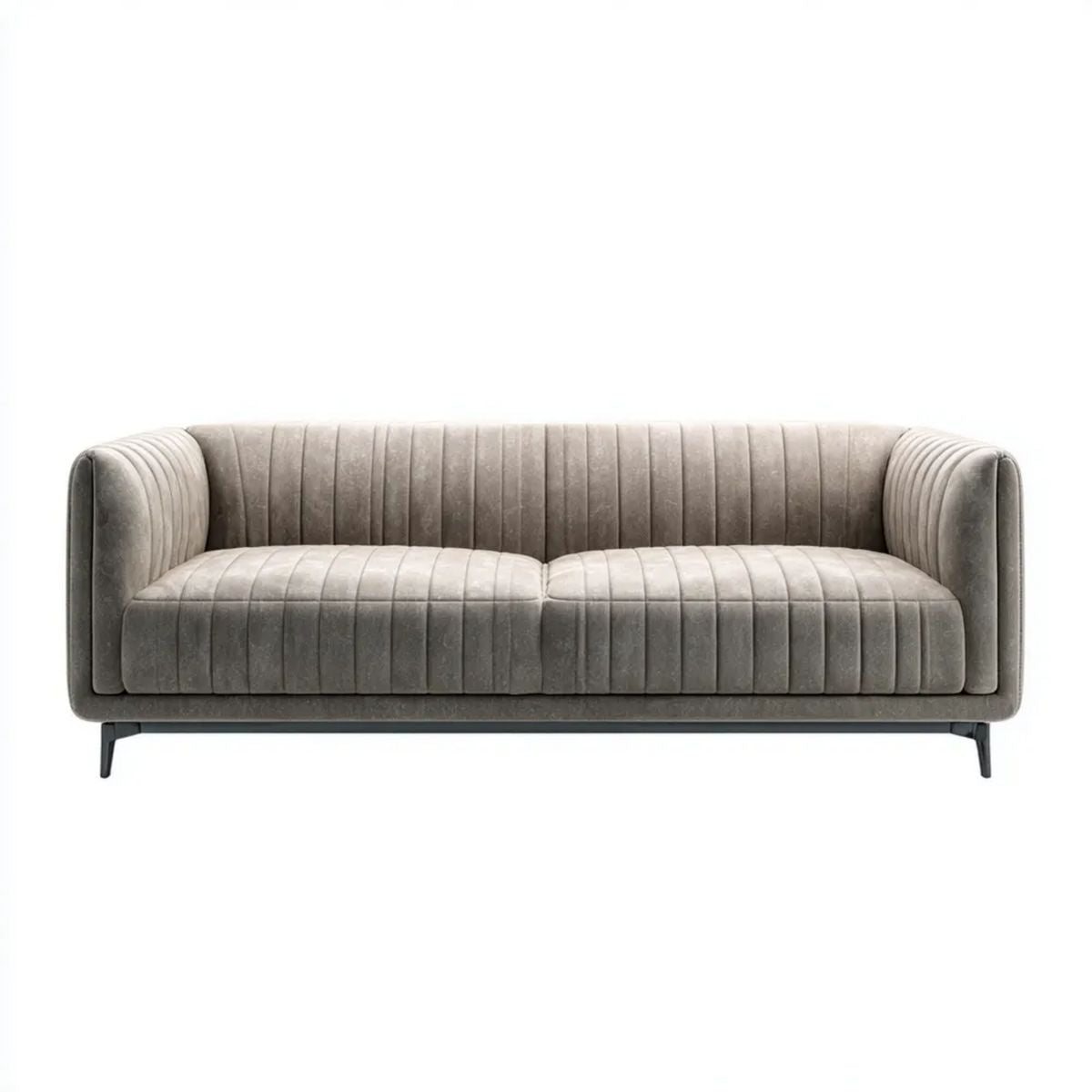 Sofa 3-osobowa szara z tapicerką poliestrową, 220 x 90 x 78 cm